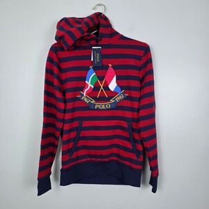 NWT Polo Ralph Lauren CROSS FLAG ANNIVERSARY Striped Hoodie Logo Sweatshirt